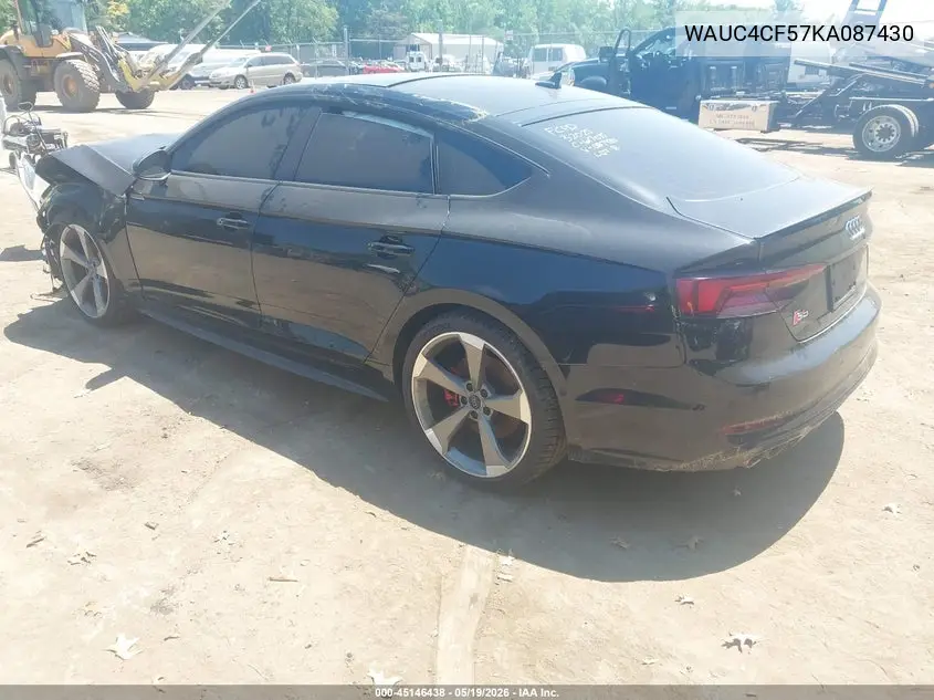 2019 Audi S5 3.0T Premium VIN: WAUC4CF57KA087430 Lot: 45146438