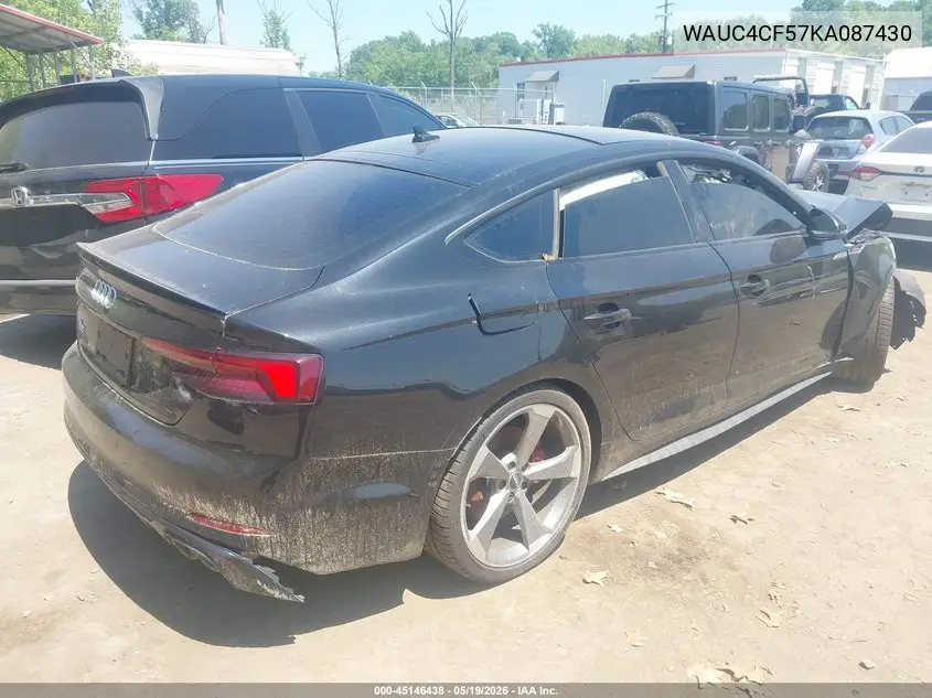 2019 Audi S5 3.0T Premium VIN: WAUC4CF57KA087430 Lot: 45146438