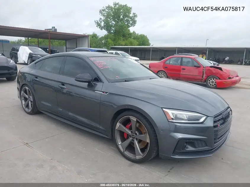 2019 Audi S5 3.0T Premium VIN: WAUC4CF54KA075817 Lot: 45330376