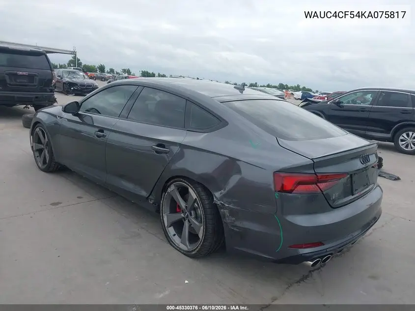 2019 Audi S5 3.0T Premium VIN: WAUC4CF54KA075817 Lot: 45330376