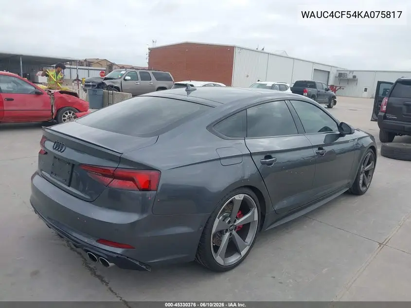 2019 Audi S5 3.0T Premium VIN: WAUC4CF54KA075817 Lot: 45330376