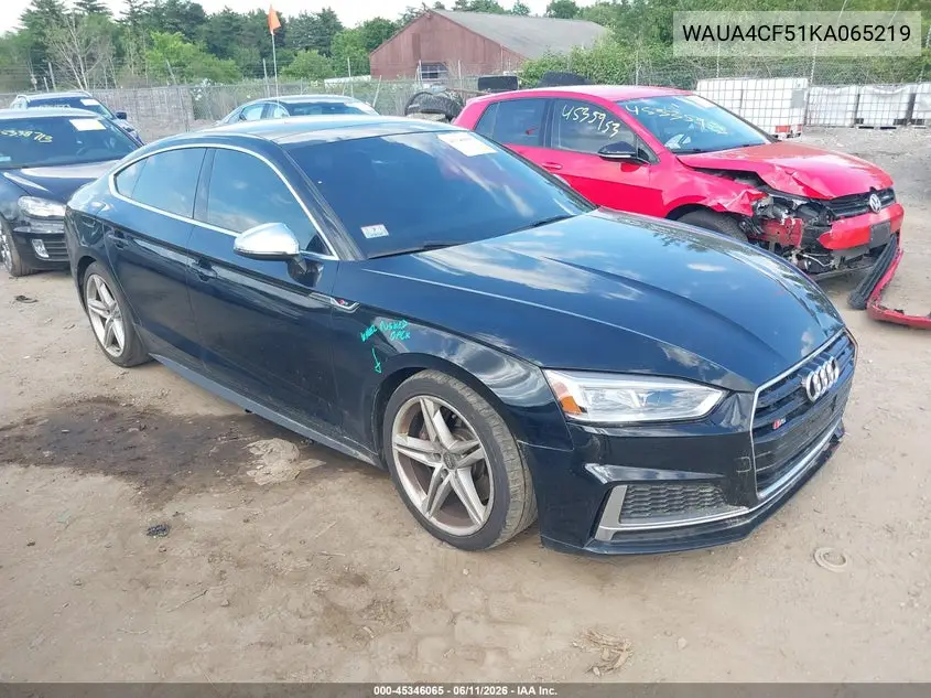 2019 Audi S5 3.0T Premium VIN: WAUA4CF51KA065219 Lot: 45346065