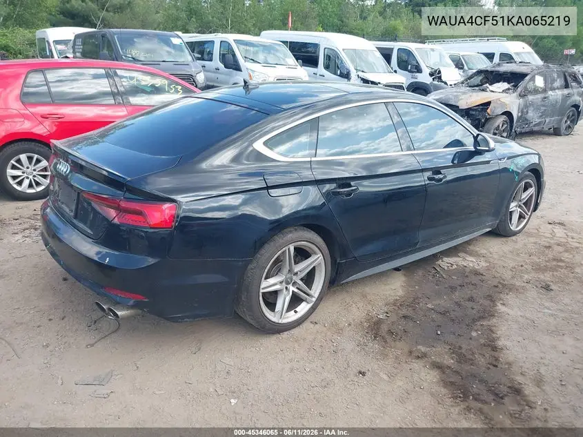 2019 Audi S5 3.0T Premium VIN: WAUA4CF51KA065219 Lot: 45346065