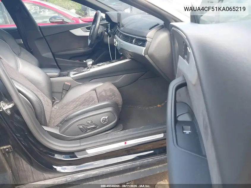 2019 Audi S5 3.0T Premium VIN: WAUA4CF51KA065219 Lot: 45346065
