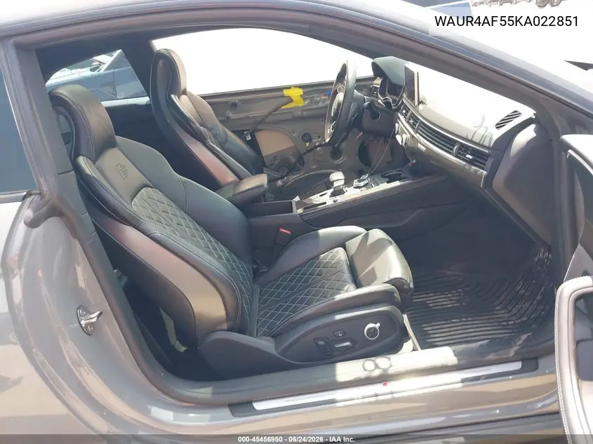 2019 Audi S5 3.0T Premium VIN: WAUR4AF55KA022851 Lot: 45456950