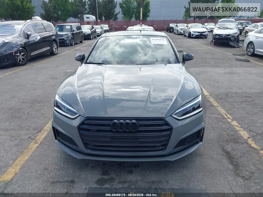 2019 Audi S5 3.0T Premium VIN: WAUP4AF5XKA066822 Lot: 45496178