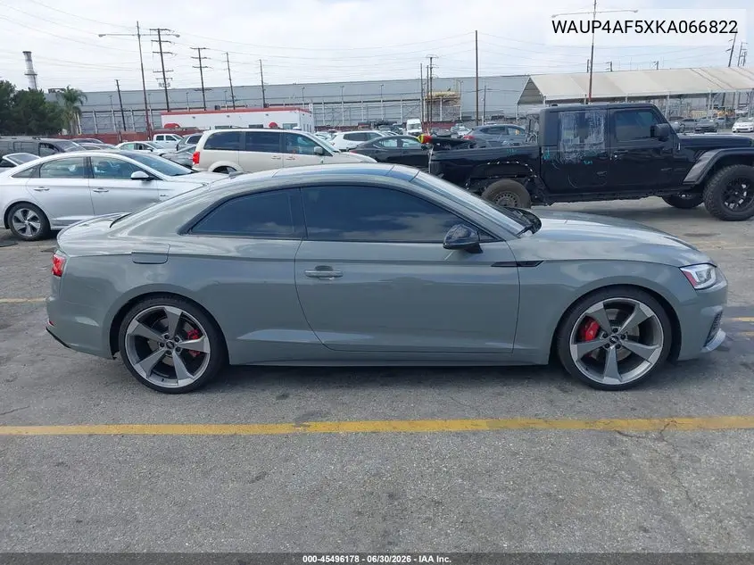 2019 Audi S5 3.0T Premium VIN: WAUP4AF5XKA066822 Lot: 45496178