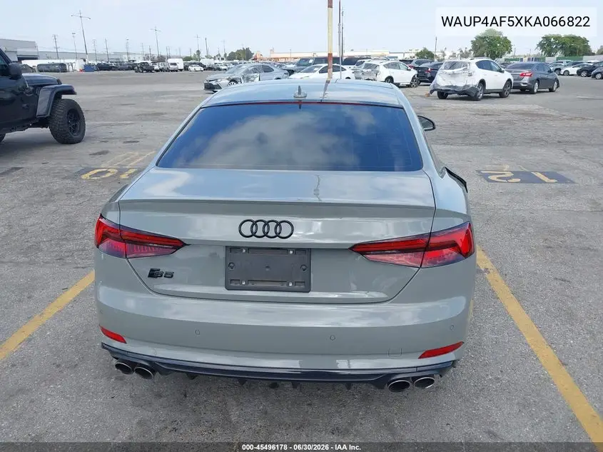 2019 Audi S5 3.0T Premium VIN: WAUP4AF5XKA066822 Lot: 45496178