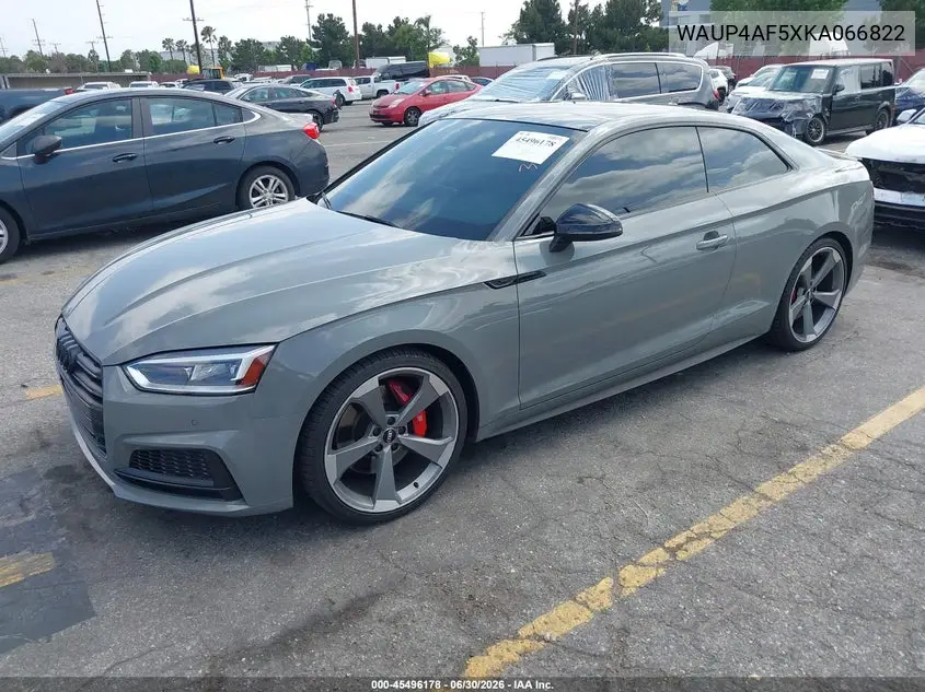 2019 Audi S5 3.0T Premium VIN: WAUP4AF5XKA066822 Lot: 45496178