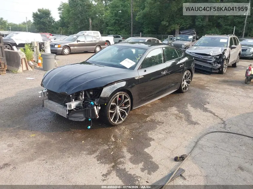 2019 Audi S5 3.0T Premium VIN: WAUC4CF58KA041959 Lot: 45584335