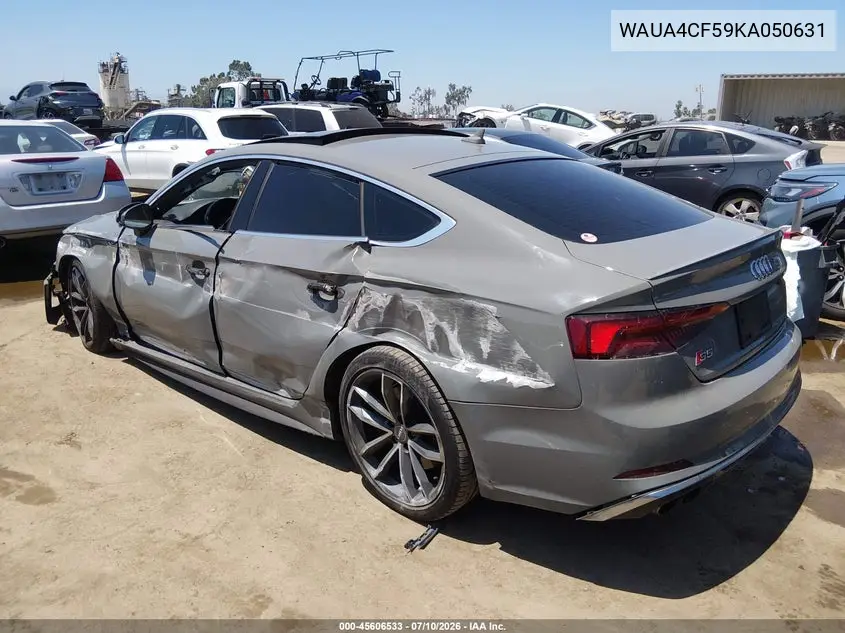 2019 Audi S5 3.0T Premium VIN: WAUA4CF59KA050631 Lot: 45606533
