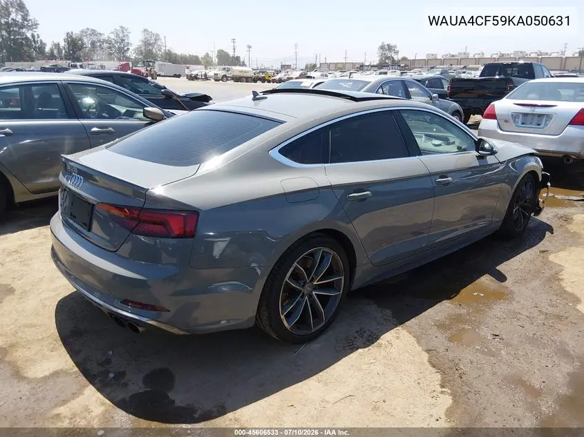 2019 Audi S5 3.0T Premium VIN: WAUA4CF59KA050631 Lot: 45606533