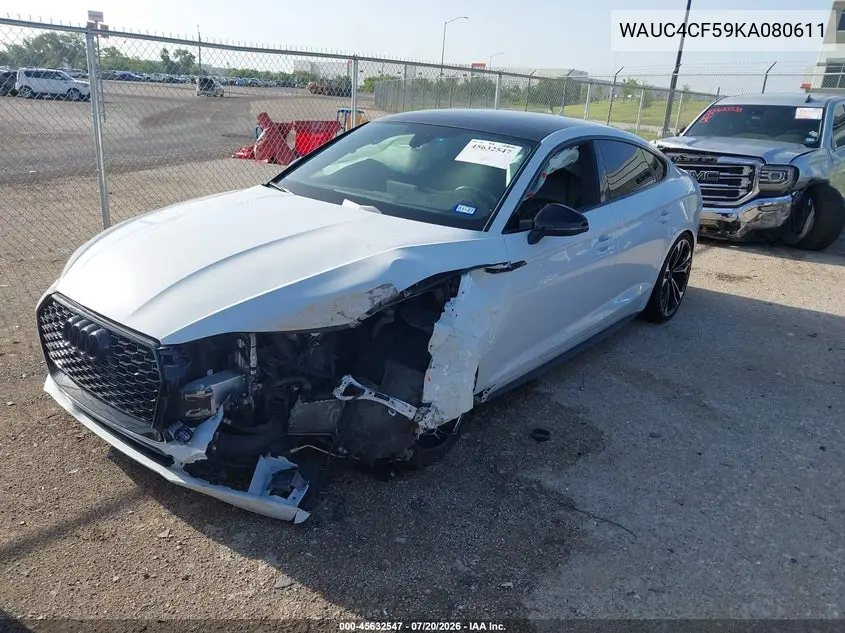 2019 Audi S5 3.0T Premium VIN: WAUC4CF59KA080611 Lot: 45632547