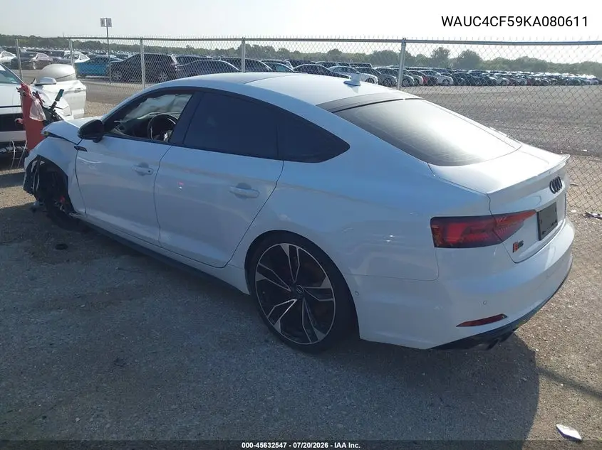 2019 Audi S5 3.0T Premium VIN: WAUC4CF59KA080611 Lot: 45632547