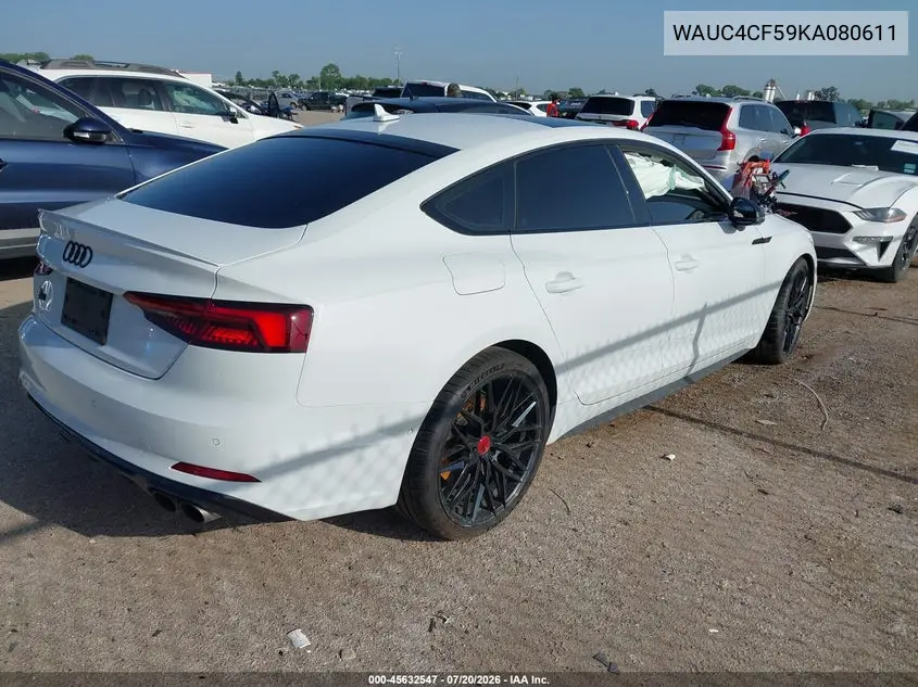 2019 Audi S5 3.0T Premium VIN: WAUC4CF59KA080611 Lot: 45632547