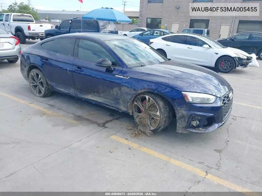2021 Audi S5 Sportback Prestige Tfsi Quattro Tiptronic VIN: WAUB4DF53MA005455 Lot: 44808473