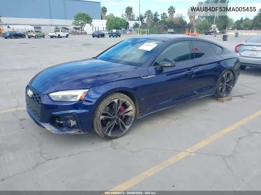 2021 Audi S5 Sportback Prestige Tfsi Quattro Tiptronic VIN: WAUB4DF53MA005455 Lot: 44808473