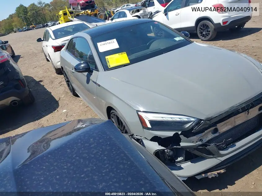 2021 Audi S5 Premium Plus Tfsi Quattro Tiptronic VIN: WAUP4AF52MA040914 Lot: 45015623
