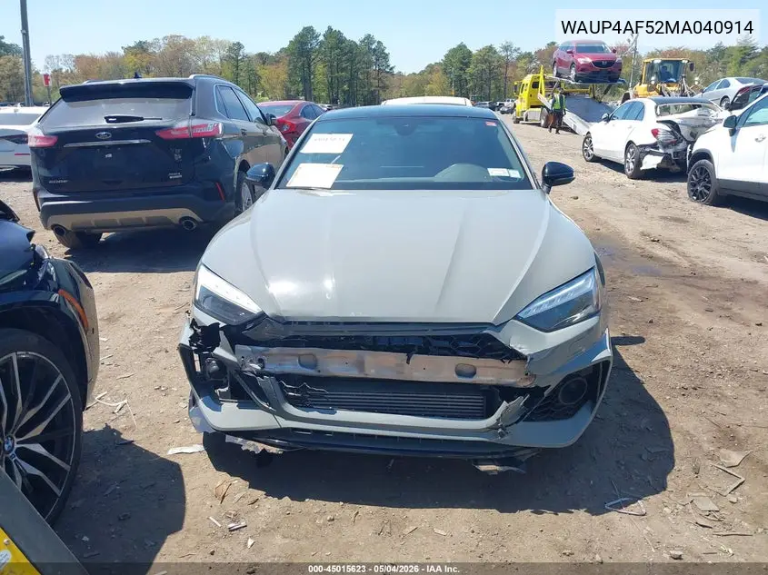2021 Audi S5 Premium Plus Tfsi Quattro Tiptronic VIN: WAUP4AF52MA040914 Lot: 45015623