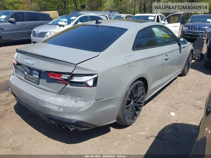 2021 Audi S5 Premium Plus Tfsi Quattro Tiptronic VIN: WAUP4AF52MA040914 Lot: 45015623