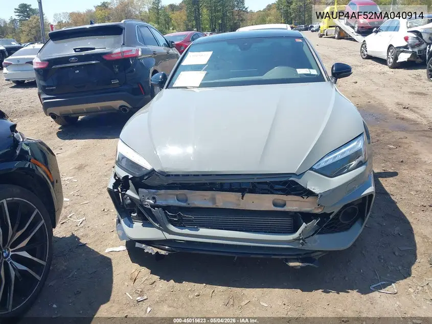2021 Audi S5 Premium Plus Tfsi Quattro Tiptronic VIN: WAUP4AF52MA040914 Lot: 45015623