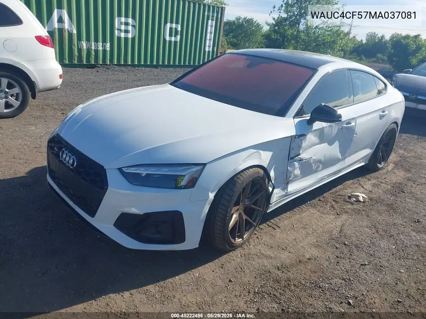 2021 Audi S5 Sportback Premium Plus Tfsi Quattro Tiptronic VIN: WAUC4CF57MA037081 Lot: 45222496