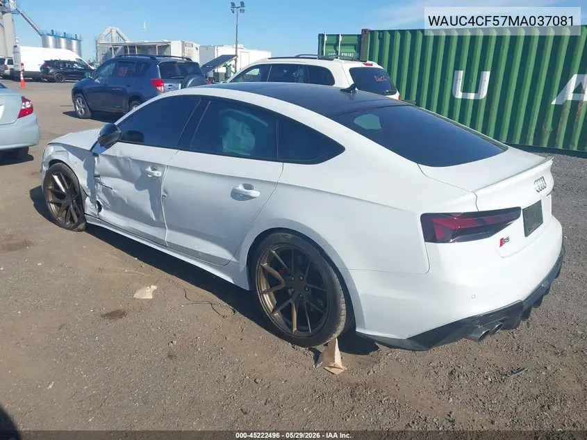2021 Audi S5 Sportback Premium Plus Tfsi Quattro Tiptronic VIN: WAUC4CF57MA037081 Lot: 45222496
