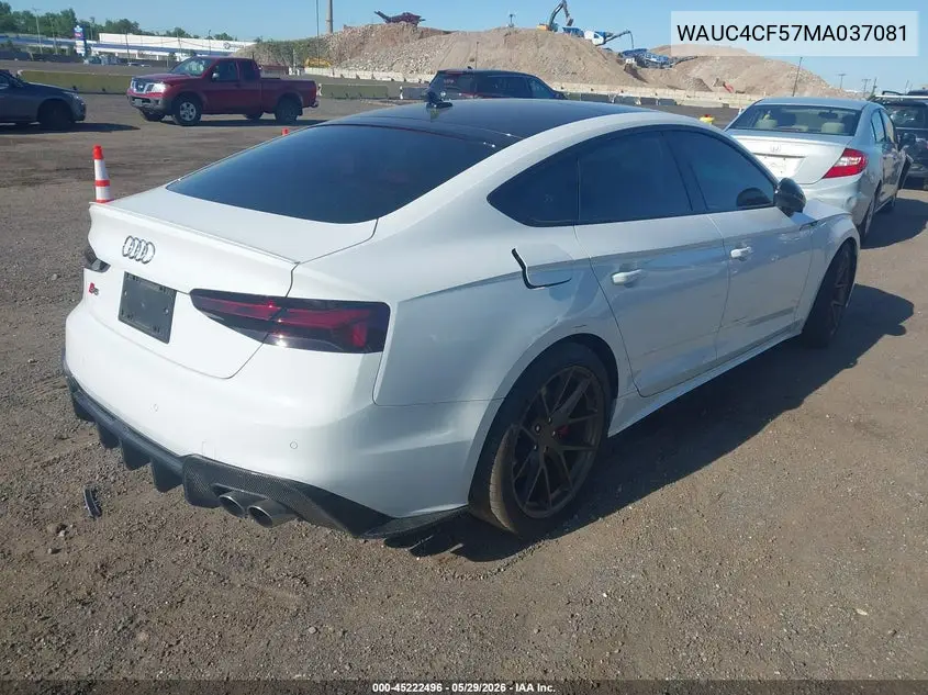 2021 Audi S5 Sportback Premium Plus Tfsi Quattro Tiptronic VIN: WAUC4CF57MA037081 Lot: 45222496