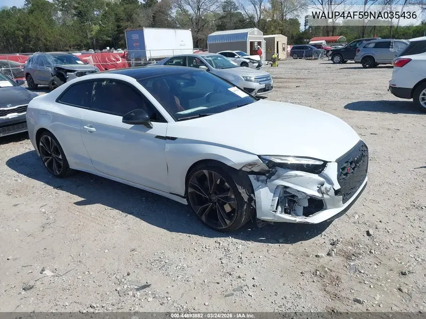 2022 Audi S5 Premium Plus Tfsi Quattro Tiptronic VIN: WAUP4AF59NA035436 Lot: 44693882