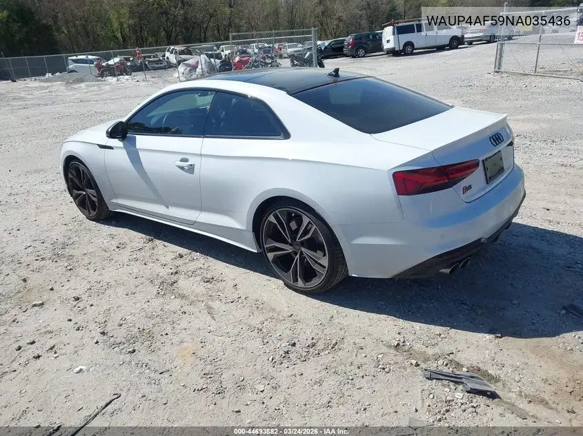 2022 Audi S5 Premium Plus Tfsi Quattro Tiptronic VIN: WAUP4AF59NA035436 Lot: 44693882