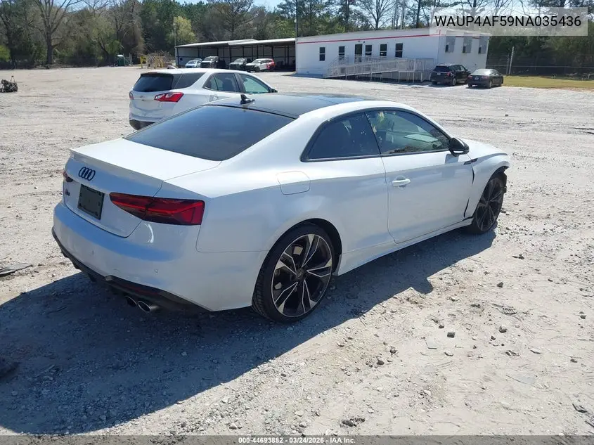 2022 Audi S5 Premium Plus Tfsi Quattro Tiptronic VIN: WAUP4AF59NA035436 Lot: 44693882