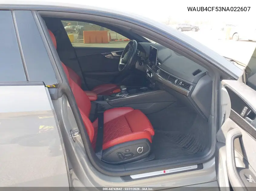 2022 Audi S5 Sportback Prestige Tfsi Quattro Tiptronic VIN: WAUB4CF53NA022607 Lot: 44742642