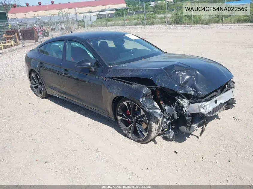 2022 Audi S5 Sportback Premium Plus Tfsi Quattro Tiptronic VIN: WAUC4CF54NA022569 Lot: 45277216