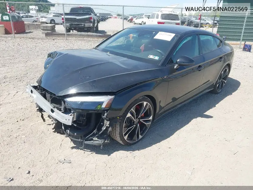 2022 Audi S5 Sportback Premium Plus Tfsi Quattro Tiptronic VIN: WAUC4CF54NA022569 Lot: 45277216