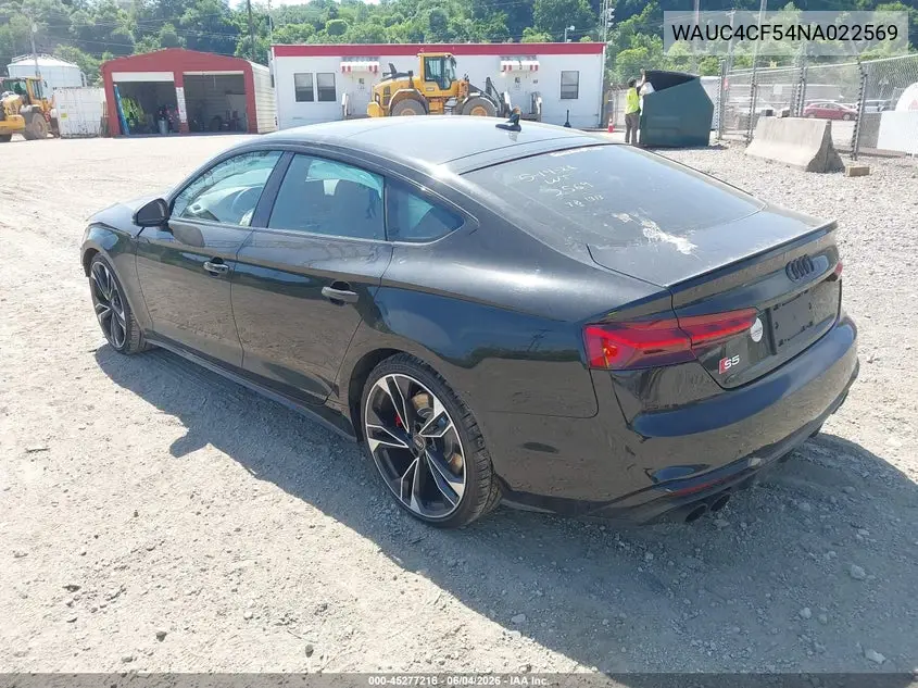2022 Audi S5 Sportback Premium Plus Tfsi Quattro Tiptronic VIN: WAUC4CF54NA022569 Lot: 45277216
