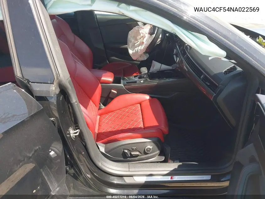 2022 Audi S5 Sportback Premium Plus Tfsi Quattro Tiptronic VIN: WAUC4CF54NA022569 Lot: 45277216