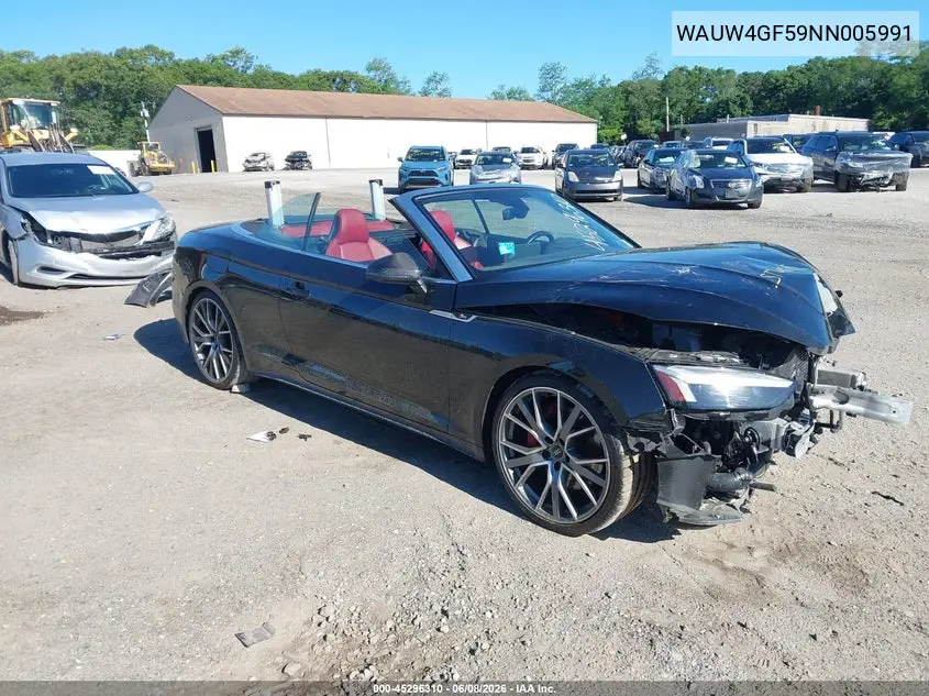 2022 Audi S5 Cabriolet Premium Plus Tfsi Quattro Tiptronic VIN: WAUW4GF59NN005991 Lot: 45296310