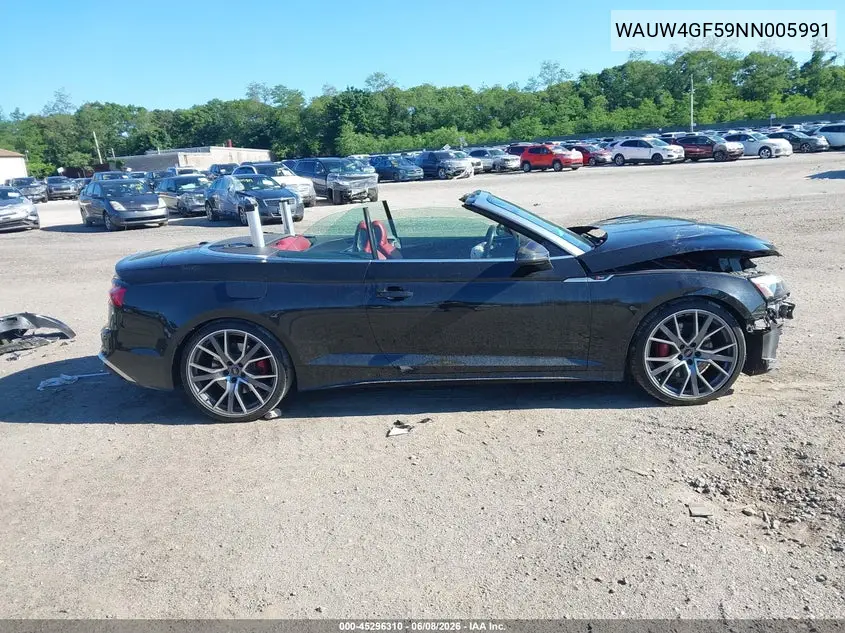 2022 Audi S5 Cabriolet Premium Plus Tfsi Quattro Tiptronic VIN: WAUW4GF59NN005991 Lot: 45296310