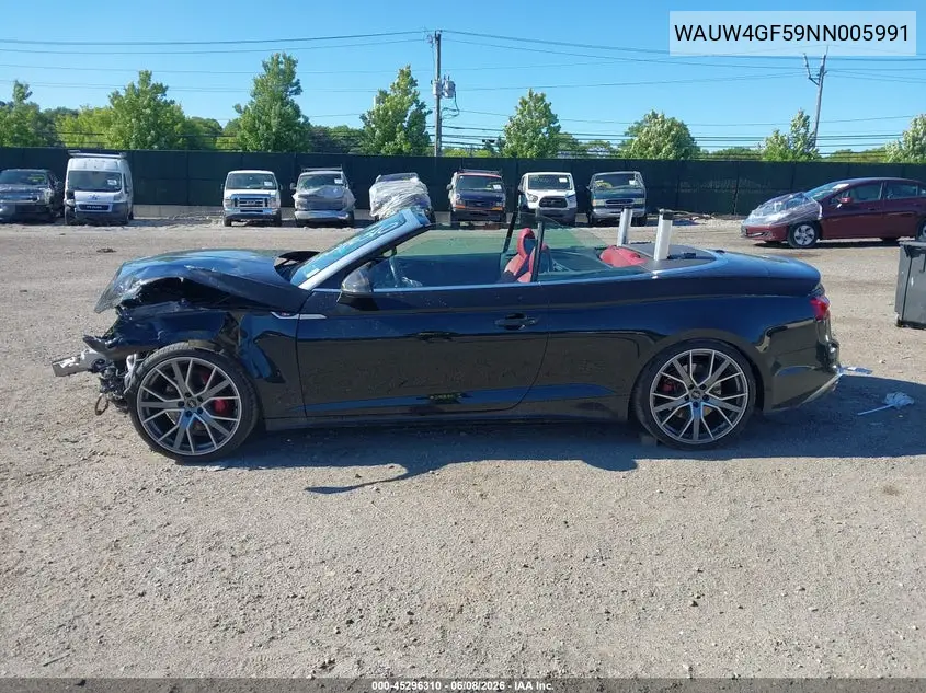 2022 Audi S5 Cabriolet Premium Plus Tfsi Quattro Tiptronic VIN: WAUW4GF59NN005991 Lot: 45296310