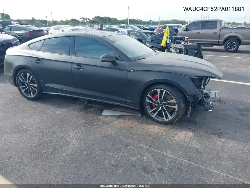 2023 Audi S5 Sportback Premium Plus Tfsi Quattro Tiptronic VIN: WAUC4CF52PA011881 Lot: 45088833