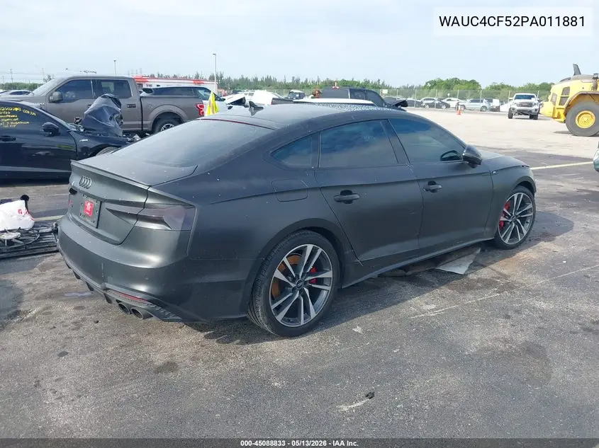 2023 Audi S5 Sportback Premium Plus Tfsi Quattro Tiptronic VIN: WAUC4CF52PA011881 Lot: 45088833