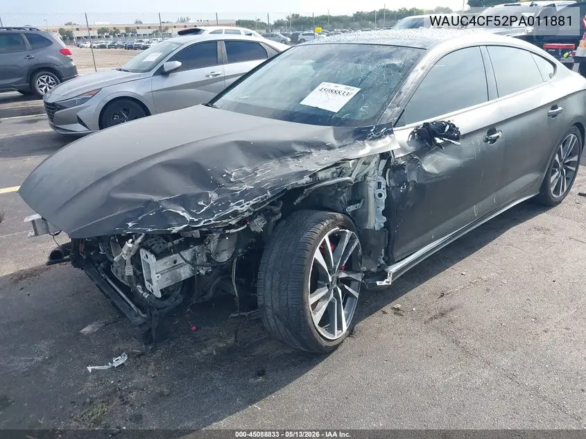 2023 Audi S5 Sportback Premium Plus Tfsi Quattro Tiptronic VIN: WAUC4CF52PA011881 Lot: 45088833