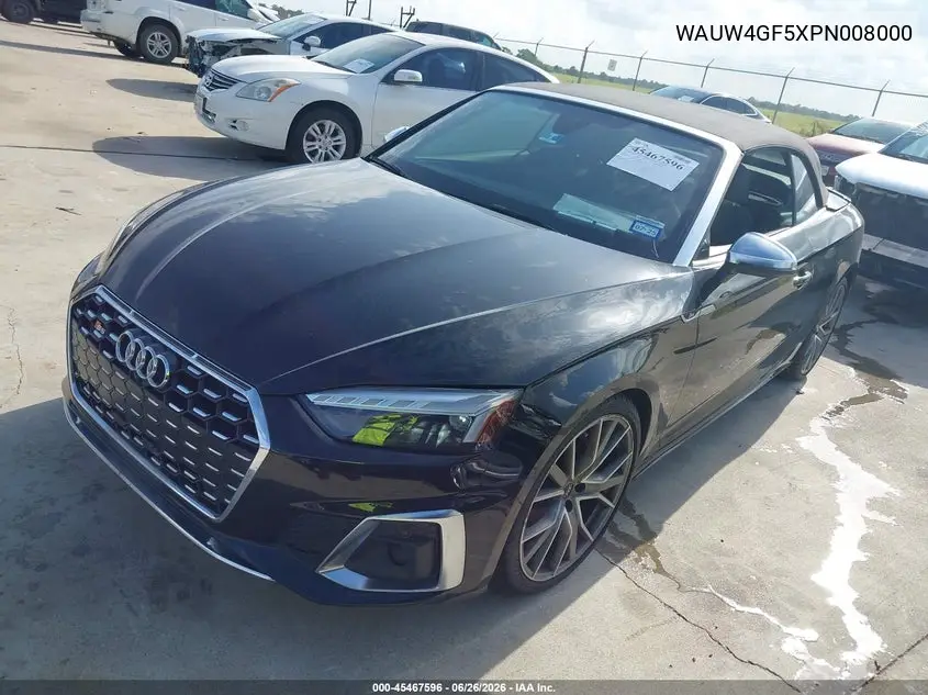 2023 Audi S5 Cabriolet Premium Plus Tfsi Quattro Tiptronic VIN: WAUW4GF5XPN008000 Lot: 45467596