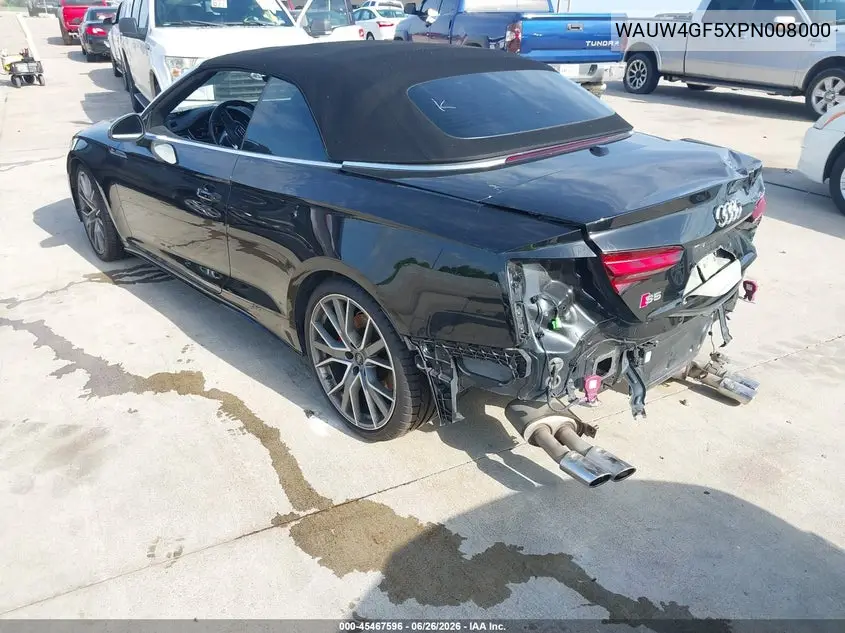 2023 Audi S5 Cabriolet Premium Plus Tfsi Quattro Tiptronic VIN: WAUW4GF5XPN008000 Lot: 45467596