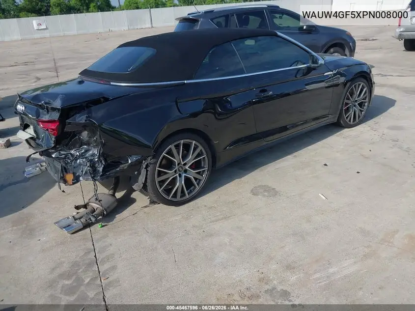 2023 Audi S5 Cabriolet Premium Plus Tfsi Quattro Tiptronic VIN: WAUW4GF5XPN008000 Lot: 45467596