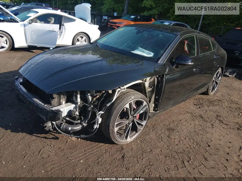 2024 Audi S5 Sportback Premium Plus Tfsi Quattro Tiptronic VIN: WAUC4CF51RA002804 Lot: 44981705