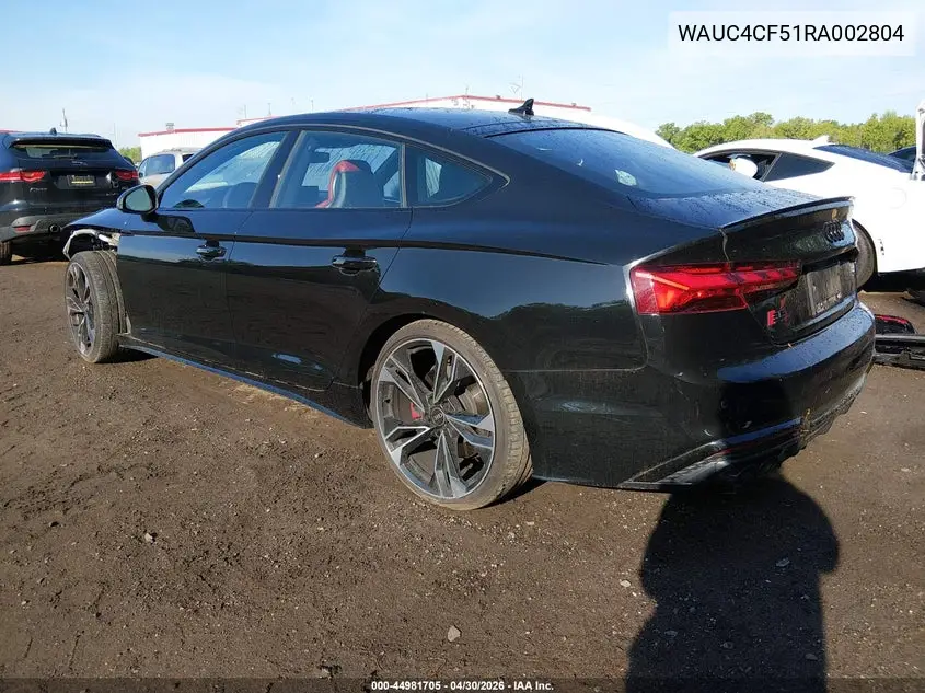2024 Audi S5 Sportback Premium Plus Tfsi Quattro Tiptronic VIN: WAUC4CF51RA002804 Lot: 44981705