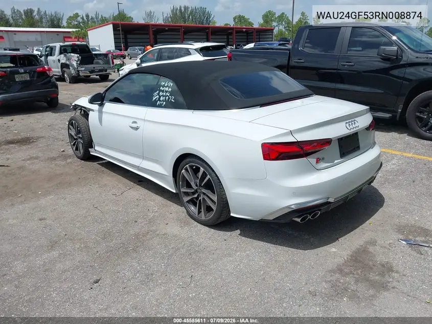 2024 Audi S5 Cabriolet Premium Tfsi Quattro Tiptronic VIN: WAU24GF53RN008874 Lot: 45585611