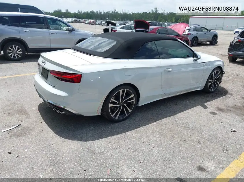 2024 Audi S5 Cabriolet Premium Tfsi Quattro Tiptronic VIN: WAU24GF53RN008874 Lot: 45585611
