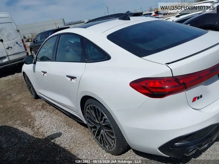 2025 Audi S5 Prestige VIN: WAU35CFUXSN101365 Lot: 12612652